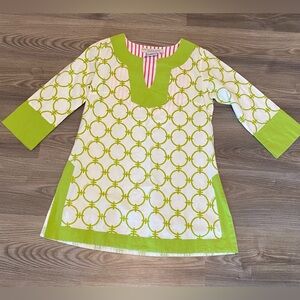 Gretchen Scott Green White Tunic Preppy Women’s size XS
